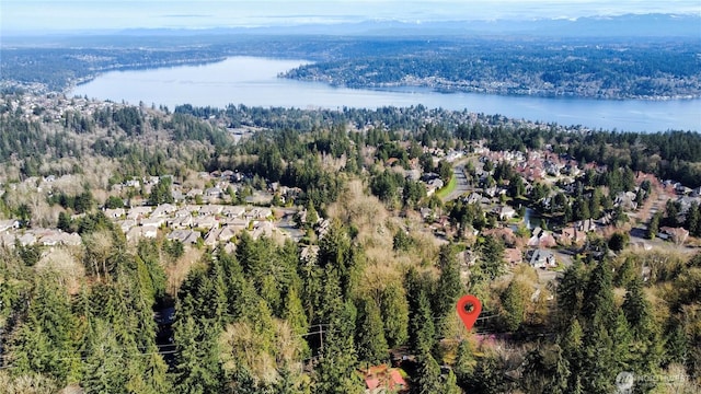 17955 SE 60th St, Bellevue, WA 98006 - birds eye view of property featuring a water view and a view of trees