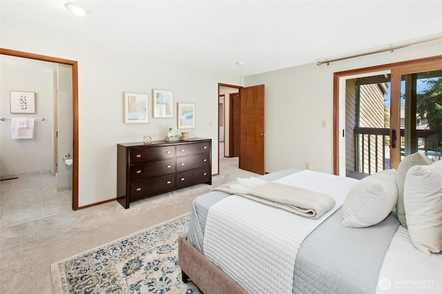 3429 167th Ave SE, Bellevue, WA 98008 - bedroom with access to exterior, light colored carpet, and baseboards