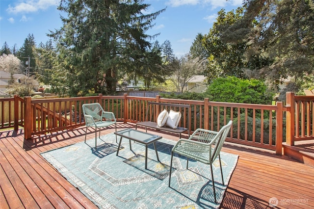 3429 167th Ave SE, Bellevue, WA 98008 - wooden terrace with an outdoor hangout area