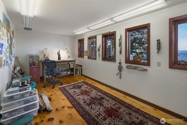 681 Smugglers Cove Rd, Friday Harbor, WA 98250 - office area with hardwood / wood-style flooring