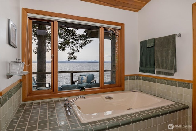 681 Smugglers Cove Rd, Friday Harbor, WA 98250 - full bath with a water view, a wealth of natural light, and a garden tub
