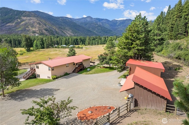 property view of mountains featuring a rural view