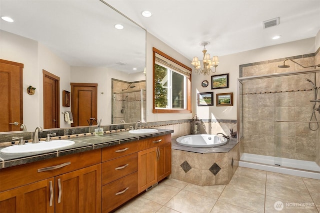 27909 SE 268th St, Ravensdale, WA 98051 - full bath with a sink, a stall shower, a garden tub, and visible vents