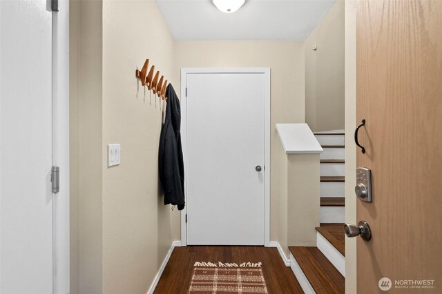 12427 129th Ave E, Puyallup, WA 98374 - entryway featuring baseboards and wood finished floors