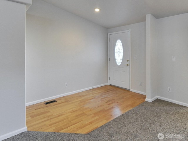 6012 91st Street Ct E, Puyallup, WA 98371 - entryway with wood finished floors, recessed lighting, baseboards, and visible vents