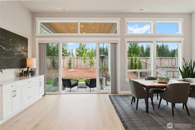 6346 Marymere Rd SW, Port Orchard, WA 98367 - dining area featuring light wood finished floors and wood ceiling