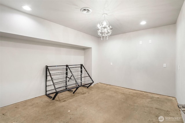 6 Pelican Pl SE, Moses Lake, WA 98837 - below grade area featuring recessed lighting, a notable chandelier, and visible vents