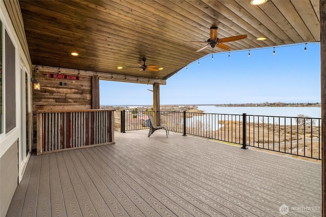 6 Pelican Pl SE, Moses Lake, WA 98837 - wooden deck with a ceiling fan and a water view