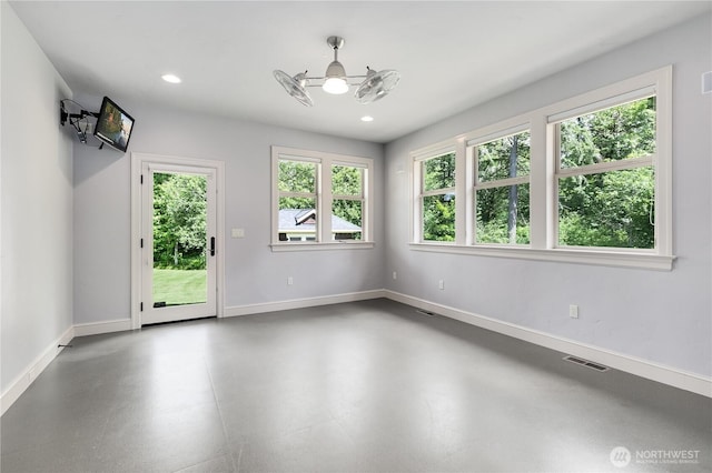1220 Madrona Beach Rd NW, Olympia, WA 98502 - spare room featuring visible vents, baseboards, and recessed lighting