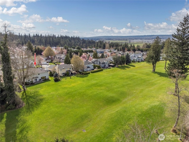 bird's eye view with a residential view