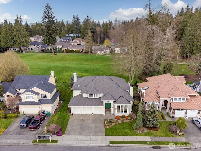 aerial view with a residential view