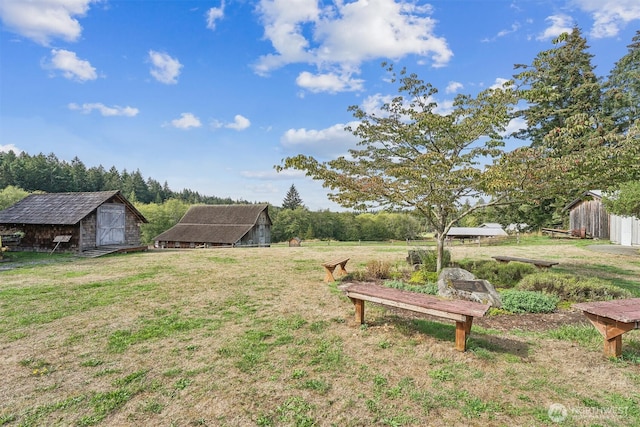 12802 Silver Dr, Anderson Island, WA 98303 - view of yard with an outbuilding, fence, a barn, and a rural view