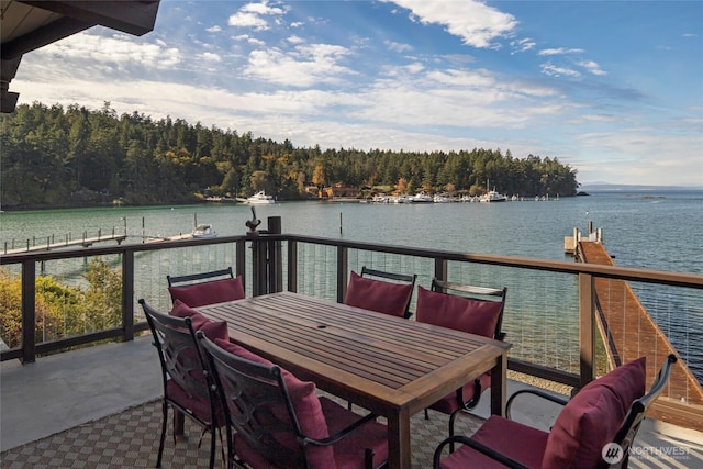 458 De Haro Ln, Friday Harbor, WA 98250 - balcony with a wooded view, a water view, and outdoor dining space