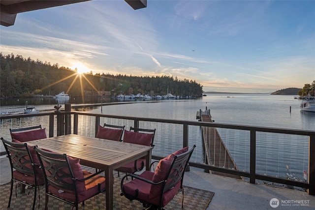 458 De Haro Ln, Friday Harbor, WA 98250 - view of patio / terrace featuring outdoor dining area and a water view