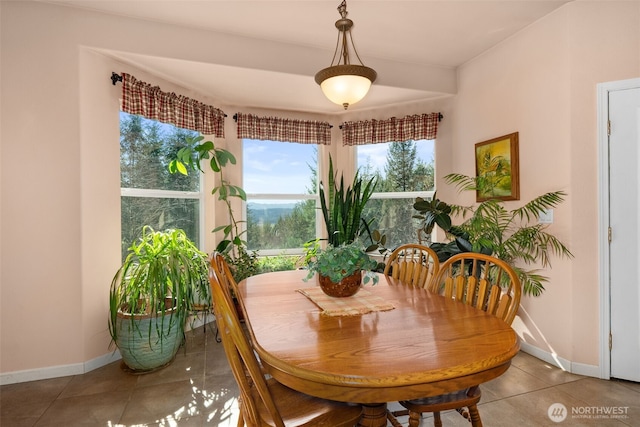 dining area featuring tile patterned floors and baseboards
