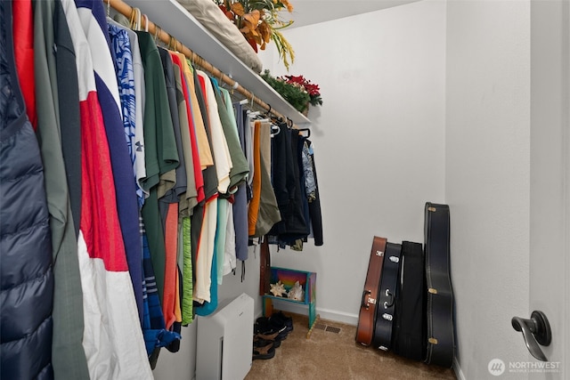 walk in closet featuring carpet
