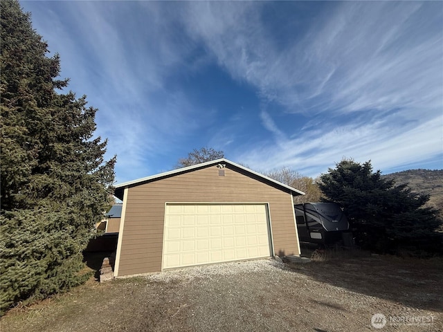 view of detached garage