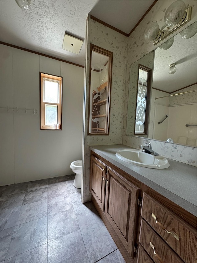 181A-B Beacon Hill Dr, Longview, WA 98632 - bathroom featuring crown molding, vanity, and toilet