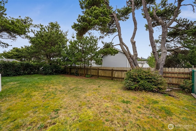 view of yard featuring a fenced backyard