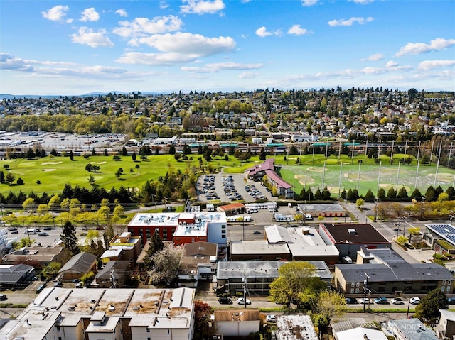 drone / aerial view with golf course view