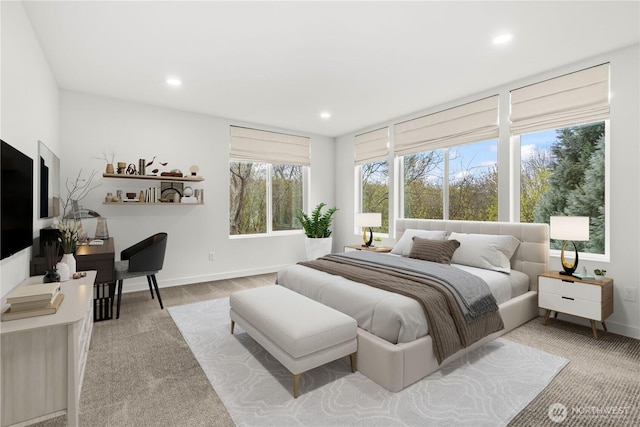 2620 SW Nevada St, Seattle, WA 98126 - bedroom featuring light carpet, recessed lighting, and baseboards