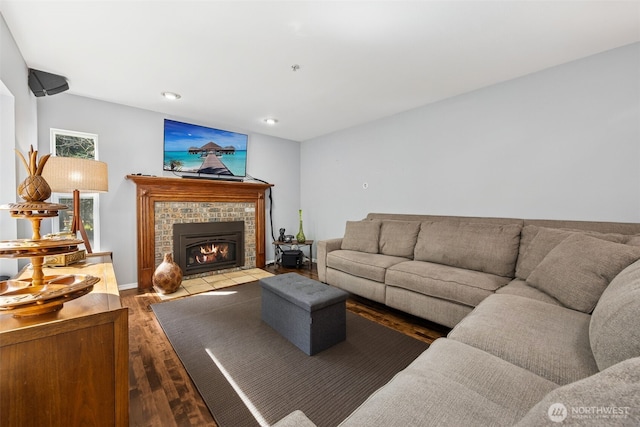 31000 186th Pl SE, Covington, WA 98042 - living room with a fireplace, wood finished floors, and recessed lighting