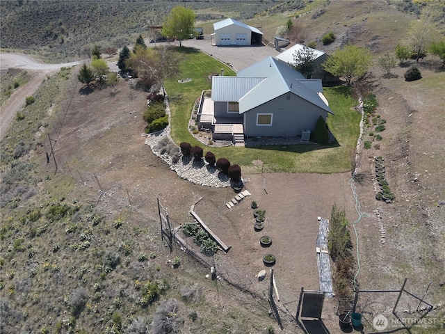 drone / aerial view with a rural view