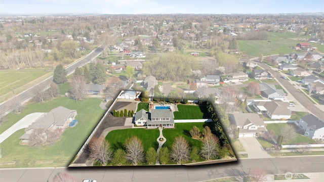 aerial view with a residential view