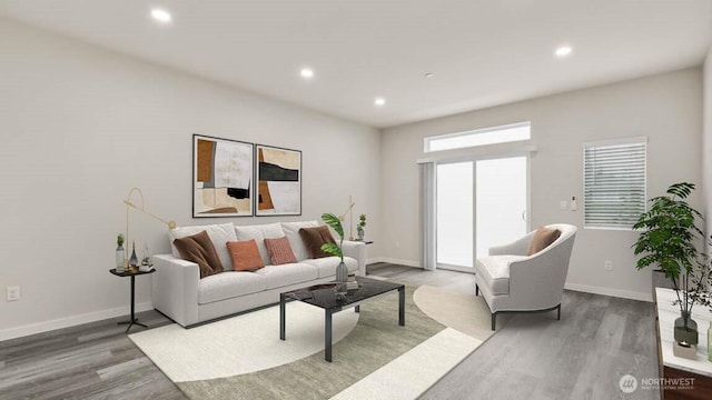 14707 87th Ave SE Unit X4, Snohomish, WA 98296 - living room with wood finished floors, baseboards, and recessed lighting