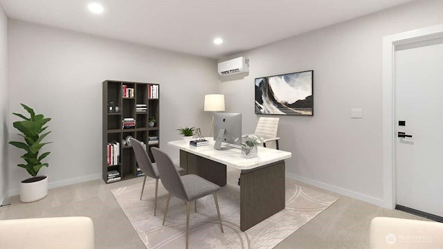 14707 87th Ave SE Unit X4, Snohomish, WA 98296 - office area featuring light colored carpet, recessed lighting, an AC wall unit, and baseboards