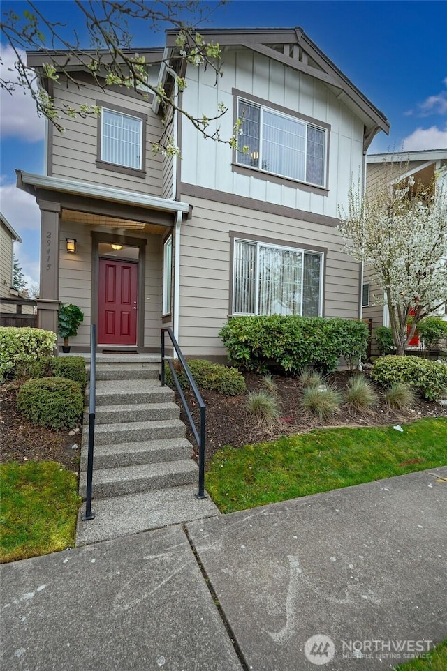 view of front of house featuring board and batten siding