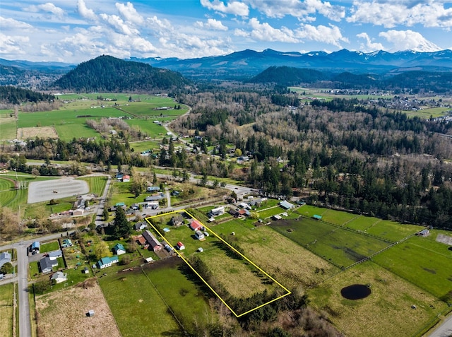 aerial view with a mountain view