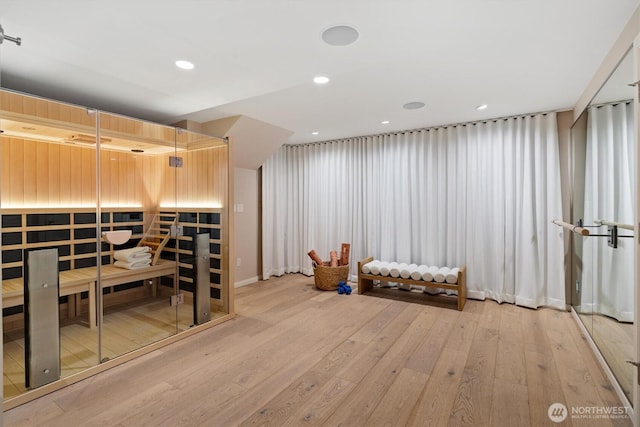 2720 W Galer St, Seattle, WA 98199 - relaxing sauna featuring hardwood / wood-style flooring, recessed lighting, and baseboards