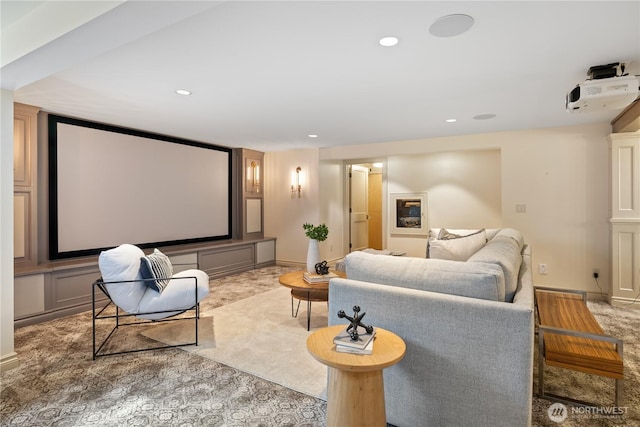 2720 W Galer St, Seattle, WA 98199 - cinema featuring carpet flooring, recessed lighting, and baseboards