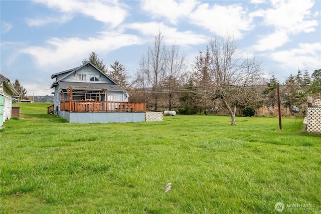 77 S Welcome Slough, Cathlamet, WA 98612 - view of yard featuring a wooden deck