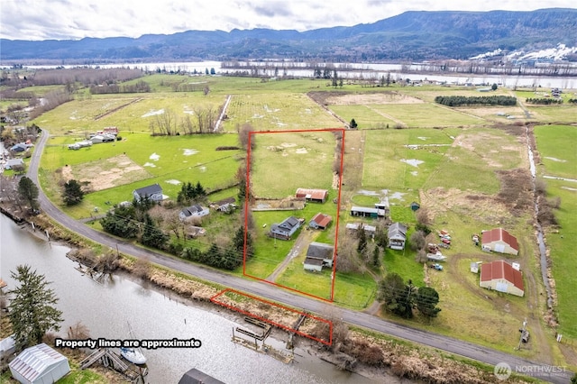 77 S Welcome Slough, Cathlamet, WA 98612 - drone / aerial view featuring a water and mountain view and a rural view