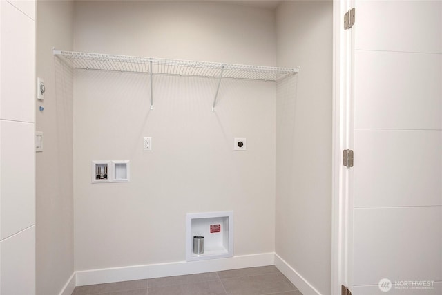 18717 68th Ave NE Unit 103, Kenmore, WA 98028 - laundry room with laundry area, electric dryer hookup, washer hookup, tile patterned floors, and baseboards