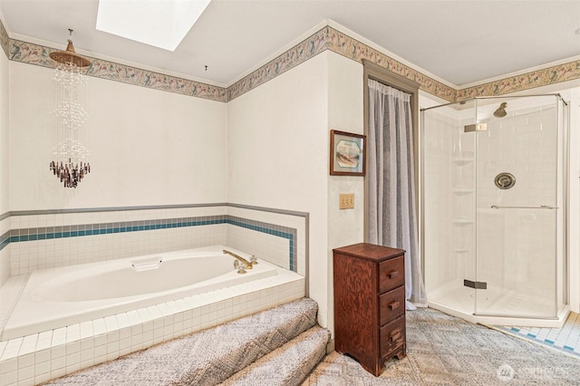 11312 134th Avenue Ct E, Puyallup, WA 98374 - bathroom with a bath, a stall shower, and a skylight