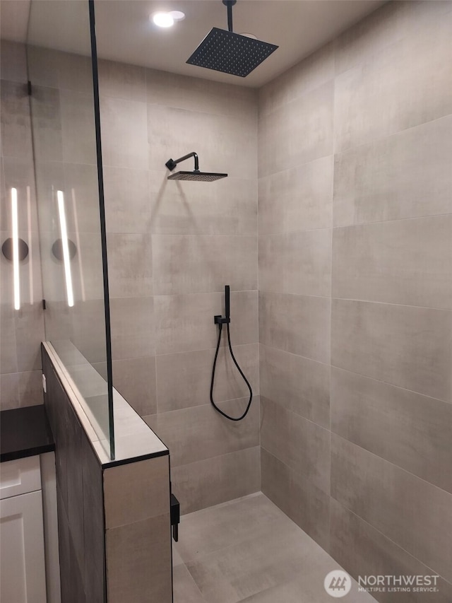 19504 141st Street Ct E, Bonney Lake, WA 98391 - full bathroom featuring tiled shower and recessed lighting