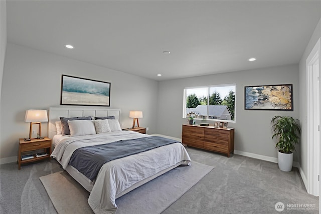 19504 141st Street Ct E, Bonney Lake, WA 98391 - bedroom with light carpet, baseboards, and recessed lighting
