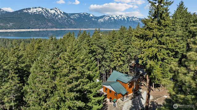 1020 Highland Loop, Ronald, WA 98940 - drone / aerial view featuring a wooded view and a water and mountain view