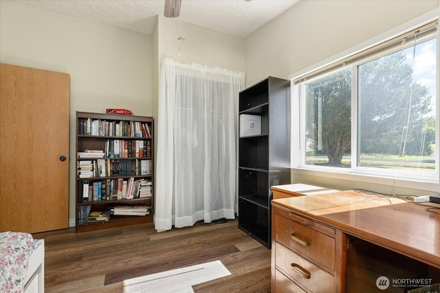 office area with a wealth of natural light and wood finished floors