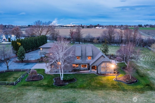 bird's eye view featuring a rural view