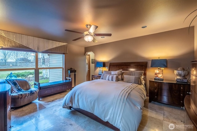 bedroom with a ceiling fan