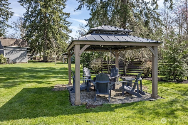 16005 SE Lake Holm Rd, Auburn, WA 98092 - view of yard with a fire pit and a gazebo