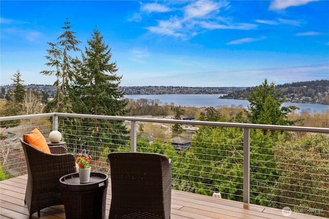 11230 SE 76th Pl, Newcastle, WA 98056 - balcony with a water view and a view of trees