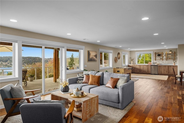 11230 SE 76th Pl, Newcastle, WA 98056 - living area featuring hardwood / wood-style floors and recessed lighting