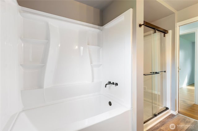 13729 8th Ave S, Burien, WA 98168 - full bath featuring a tub to relax in, walk in shower, and wood finished floors