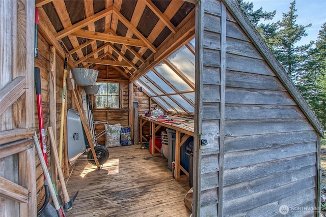 view of unfinished attic