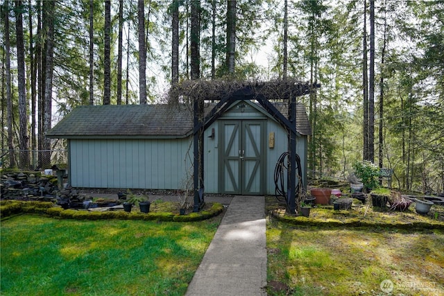 view of shed